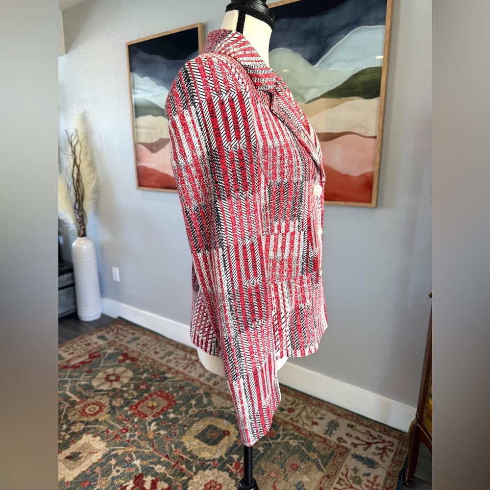 Cabi Red And White Nautical Patchwork Blazer - image 2